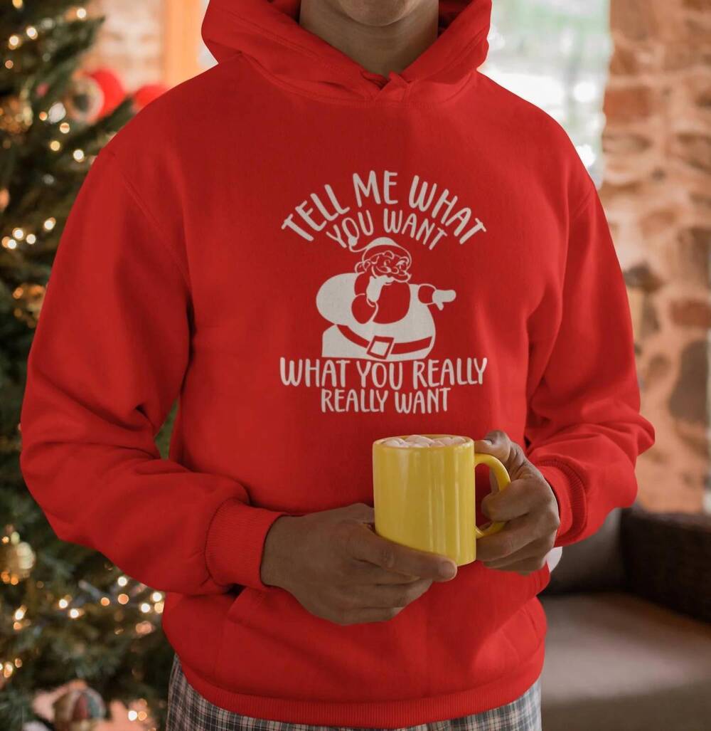 NEW JIFFY tell me what you want hoodie in red